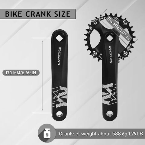 Mountain Bike Crankset 170mm Square Taper 104 BCD 30T Narrow Wide Round Chainring Six Color Options Ultra Lightweight Aluminum
