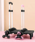 Lightweight Folding Backpack Trolley with three wheel hand truck design, black and pink, for travel commute school hiking and utility