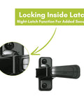 Black Door Handle With Inside Latch For Storm And Screen Doors 2 Piece Replacement Set Out Swing Door Compatible Locking Inside Latch Surface Mount Ready, black locking inside latch close-up
