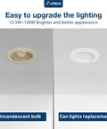 Comparison of incandescent bulb and Five To Six Inch LED Recessed Can Lights Kit, 20 Pack, Dimmable, IC And Damp Rated, Smooth Trim