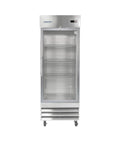 Built Different Heavy Duty Commercial Single Glass Door Refrigerator Featuring 23 Cubic Feet Of Legit Cold Storage Capacity With Rock Solid Digital Temp Controls And Stainless Steel Finish For Any Business in front view.