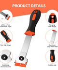 Three Pack Razor Blade Scraper Set With 60 Blades Long Handle Double End Plastic Scrapers and Metal Blades for Glass Windows