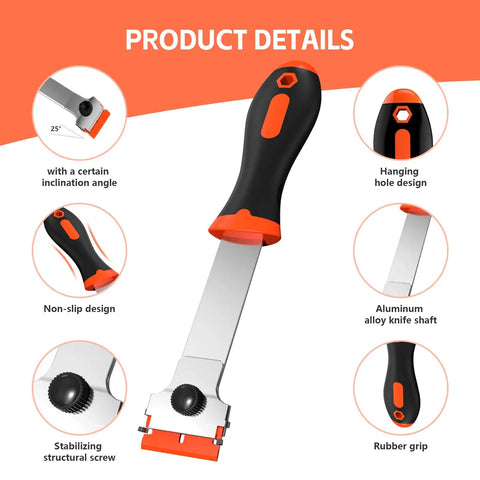 Three Pack Razor Blade Scraper Set With 60 Blades Long Handle Double End Plastic Scrapers and Metal Blades for Glass Windows