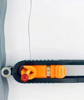 Precision Contour Scribe Tool With Lock Pin Slick Woodworking Measuring Ruler tracking a curved line on white paper.