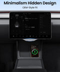 Hidden Under Screen Storage Box For Tesla Model Y 2020 To 2026 One Tap Open Center Console Organizer Tray installed under screen