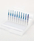 SainSmart Genmitsu 10-pack blue-coated end mills with 1/8 in shanks in a clear plastic case