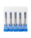 Five Pack One Quarter Inch Solid Carbide End Mills With AlTiN Coating in packaging, front view
