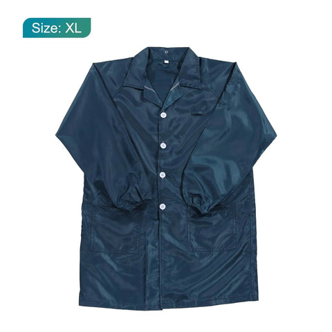 Top Shelf ESD Anti Static Lab Coat For Men And Women Unisex Work Jacket With Conductive Fibers Navy Blue chemical safety gear, XL size.