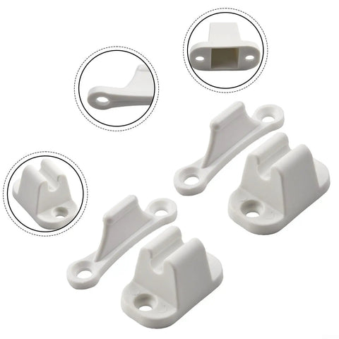 Super Heavy Duty Nylon Door Catch 2 Pack For Caravan RV Boat to Stop Slamming Noise, white nylon catches with precise fit design.