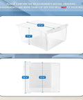 Upgraded Crisper Bin Replacement For Refrigerator Model 240351061 with dimensions displayed, durable material shown.
