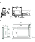 Diagram showing dimensions of 7 Bit LCD LP02 Digital Magnetic Scale Kit for milling, grinding, and cutting machines.