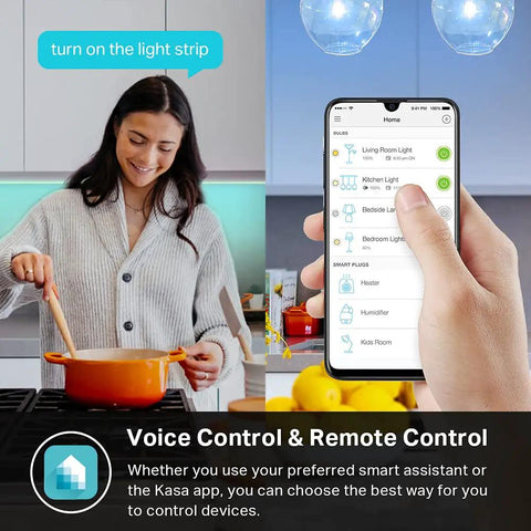 Person using app to control Smart LED Light Strip 16.4 Ft WiFi Compatible With Alexa Google Home And SmartThings RGB
