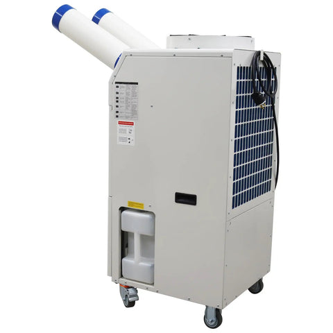 Heavy Duty Shop Cooler Rig With Smart Controls And Massive Fourteen Liter Tank, portable with wheels and dual air outlets.