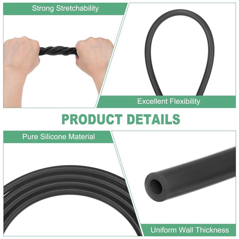 Silicone Tubing 3/32 Inch ID By 5/32 Inch OD High Temp Water And Air Hose, 11 Feet, black, shown flexible and stretchy