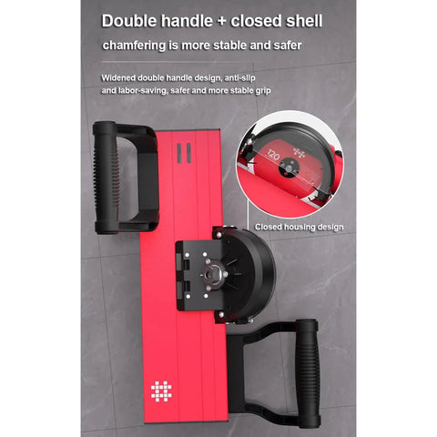 Electric Tile Chamfering Machine Portable Quick Cutting Tool With Double Water Spout Adjustable Thickness Plates For Zero Drama Setup And Cuts Like Butter For Precise 45 Degree Angles Every Single Time with double handle and housing design.