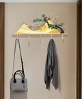 Sick Wall Mount Coat Rack with 5 Sturdy Hooks for Your Entryway Glow Up, showcasing a decorative design with gray scarf and bag.