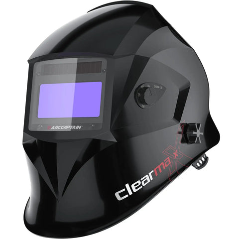Auto Darkening Welding Helmet With True Color View 4 Arc Sensors 1/25000 Sec Response Solar Powered Weld Hood Glossy Black