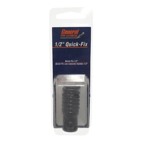 Quick Fix Drain Snake Repair Connector For Flexicore Ends On Site Auger Patch Kit Female Five Eighth Inch Heavy Duty plumbing connector in packaging.