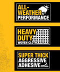 All-weather performance, heavy-duty woven cloth, super thick aggressive adhesive for Ultra Tough Duct Tape Heavy Duty All Weather Black 1.88 Inch By 30 Yard Rolls Pack Of 12 Aggressive Adhesive That Fills Gaps And Sticks Like Crazy For Indoor Outdoor Repairs.