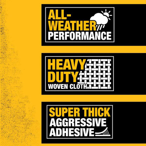 All-weather performance, heavy-duty woven cloth, super thick aggressive adhesive for Ultra Tough Duct Tape Heavy Duty All Weather Black 1.88 Inch By 30 Yard Rolls Pack Of 12 Aggressive Adhesive That Fills Gaps And Sticks Like Crazy For Indoor Outdoor Repairs.