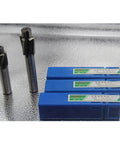 Powlab 5pc counterbore set with blue cases; HSS end mills for M3–M8