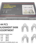 Rig Ready Auto Alignment Body Shims And Camber Tuning Kit With Sturdy Storage Case 144 Pieces Galvanized Steel Adjusters in clear plastic case.