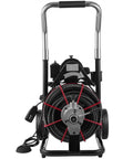 Heavy Duty Electric Sewer Auger And Drain Cleaner Machine Featuring 100 Ft Half Inch Steel Cable And 550W High Torque Motor, front view.