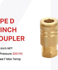Pro Grade Industrial Type D 14 Piece Quick Connect Air Fittings Kit 1/4 Inch NPT Solid Brass With Sealant for durable use