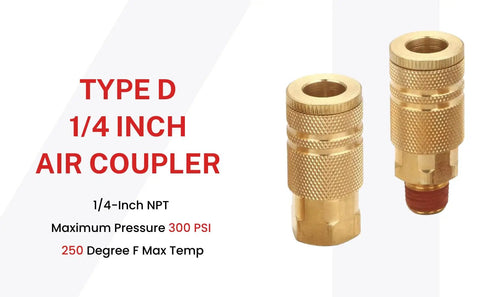 Pro Grade Industrial Type D 14 Piece Quick Connect Air Fittings Kit 1/4 Inch NPT Solid Brass With Sealant for durable use