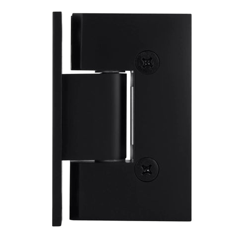 Vienna 037 Series Matte Black Wall Mount Shower Door Hinge For Three Eighths To One Half Inch Glass, side view
