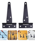 Heavy Duty T-Shaped Iron Door Hinges With Screws For Garden Gates And Big Cabinets, black hinges on wood surface