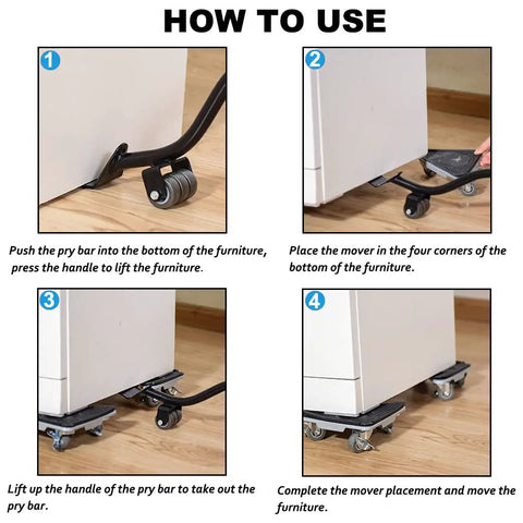 Instructions for using heavy duty lifter furniture sliders for hardwood floors and appliances 360 degree universal wheels easy glide