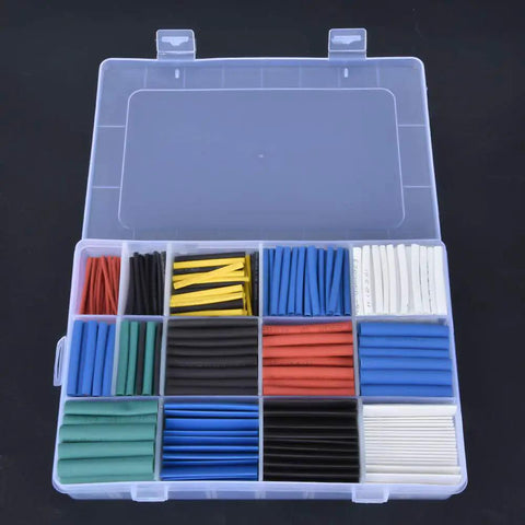 Awesome 670 Piece Assorted Heat Shrink Tubing Kit For Heavy Duty Electrical Insulation And Waterproof Cable Bundling In Multicolor Polyolefin Material Perfect For DIY Repair Projects And RC Drones By Professionals, assorted tubes in case