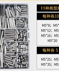 Built Tough Stainless Steel Dowel Pins 90 Piece Set M5 304 Locating Kit in open case, showing various pin sizes.