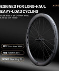 Aero Plus Gravel Wheels With Wing 32mm Inner Width Carbon Wheelset, 20 Spokes, displayed with Ratchet System Bearing Hub.