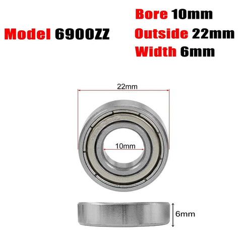 Sweet 10mm Bore Shielded Ball Bearings 22mm OD 6mm Wide Set C3 High Speed Double Shielded, front and side view with measurements
