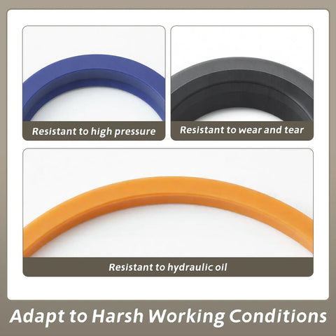 Bucket Cylinder Hydraulic Seal Kit For Bush Hog Front End Loaders 1840QT 1845QT 1846QT 1847QT Replacement Gasket Set For One And A Half Inch Bore 1 Inch Rod 15 Inch Stroke Ognibene And Hol Mac Compatible. Hydraulic seal rings shown