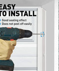 Installation of No Fuss Easy Fit Garage Door Weather Stripping Top And Sides 34.4Ft Universal Rubber Seal using drill