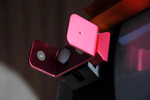 NearStar Solar Finder For Telescopes An Easy Peasy Adjustable Sun Locator mounted on scope, close-up view.