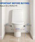 Built Tough Adjustable Toilet Safety Rails With Heavy Duty Stainless Steel Grab Bars For Seniors with measurement guide for toilet fit.