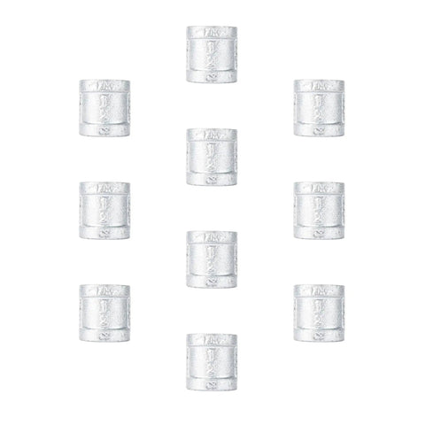 Galvanized Malleable Iron One Half Inch Couplings Kit Ten Pack For DIY Pipe Furniture Building And Home Plumbing Projects Durable Fittings