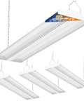 4 Pack LED Linear High Bay Lights Power Options 300W 240W 200W 40500LM 5000K Daylight Dimmable 0-10V Adjustable Tilt Hanging