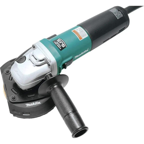 5-Inch SJS High Power Angle Grinder With 13 Amp Motor, Variable Speed 2,800 To 10,500 RPM, shown with side handle and guard