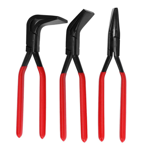 Built Tough Heavy Duty Metal Bending Pliers Hand Seamer With High Carbon Steel Construction, red handles, front view