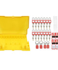 Lockout Tagout Station Kit With Padlocks, Keys, Hasps, Hangtags And Visual Management Board, Secure Cover For Industrial Safety On The Shop Floor, Perfect For Factory Equipment Maintenance And Compliance, yellow plastic board and lock set