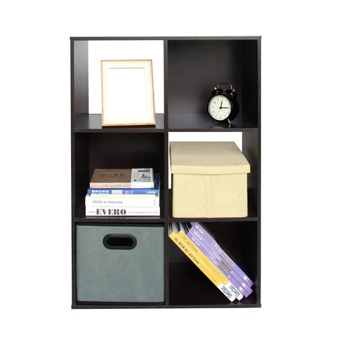 Six Cube Storage Organizer Featuring Hella Sturdy Heavy Duty Particleboard Shelves For Living Room Bedroom And Study Quick Setup Bookcase Rack In Rich Dark Brown To Level Up Your Vibe