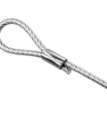 Close-up of looped end of Stage Lights Safety Cables Pack Of 10 Beefy Stainless Steel Cables For DJ Lights With Loops And Carabiners