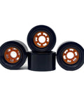 Four Piece 83x52mm 82A PU Wheels For Electric Skateboard Longboard Replacement Set Delivers Smooth Reliable Roll On Paved Surfaces Great For Daily Commutes Cruising And Weekend Rides black and orange wheels