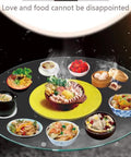 Tempered Glass Lazy Susan Turntable For Dining Tables, 20 Inch Swivel Serving Tray with food dishes