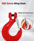 Workhorse Heavy Duty Chain Sling 6613 Lbs Capacity 5/16 Inch By 10 Ft Two Leg Adjustable Hoist Slings With Safety Hooks For Industrial Engine Lifts And Heavy Lifting Jobs. Red G80 clevis sling hook with safety latch